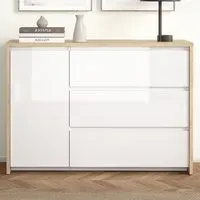 Florence Next Single Door 3 Drawer Sideboard - White, Jackson Hickory