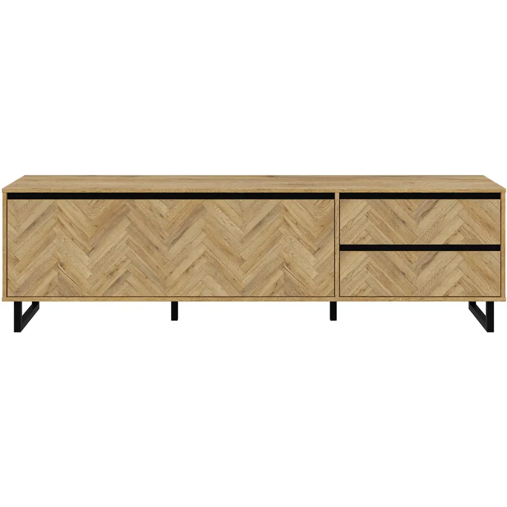 Florence Nikomedes Single Door 2 Drawer TV Unit - Oak, Black