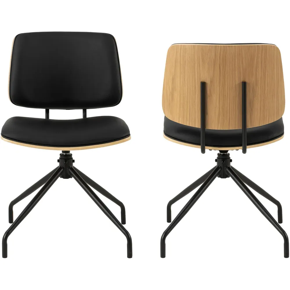 Florence Owen Set of 2 Swivel Dining Chair - Black