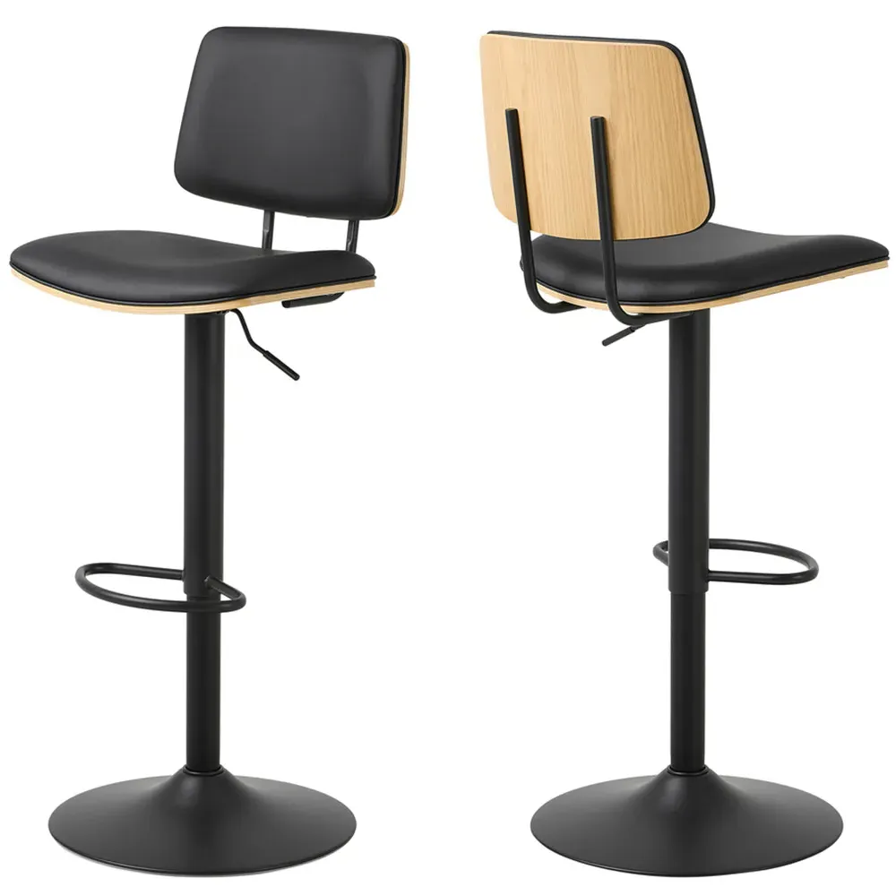Florence Owen Swivel Bar Stool - Black, Oak