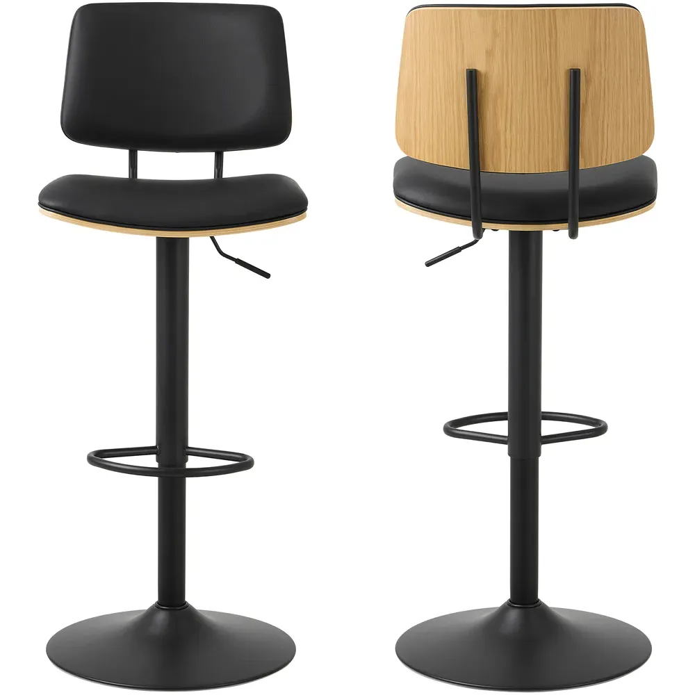 Florence Owen Swivel Bar Stool - Black, Oak