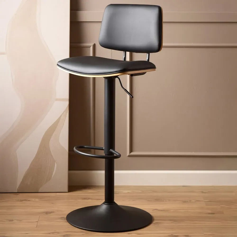 Florence Owen Swivel Bar Stool - Black, Oak image