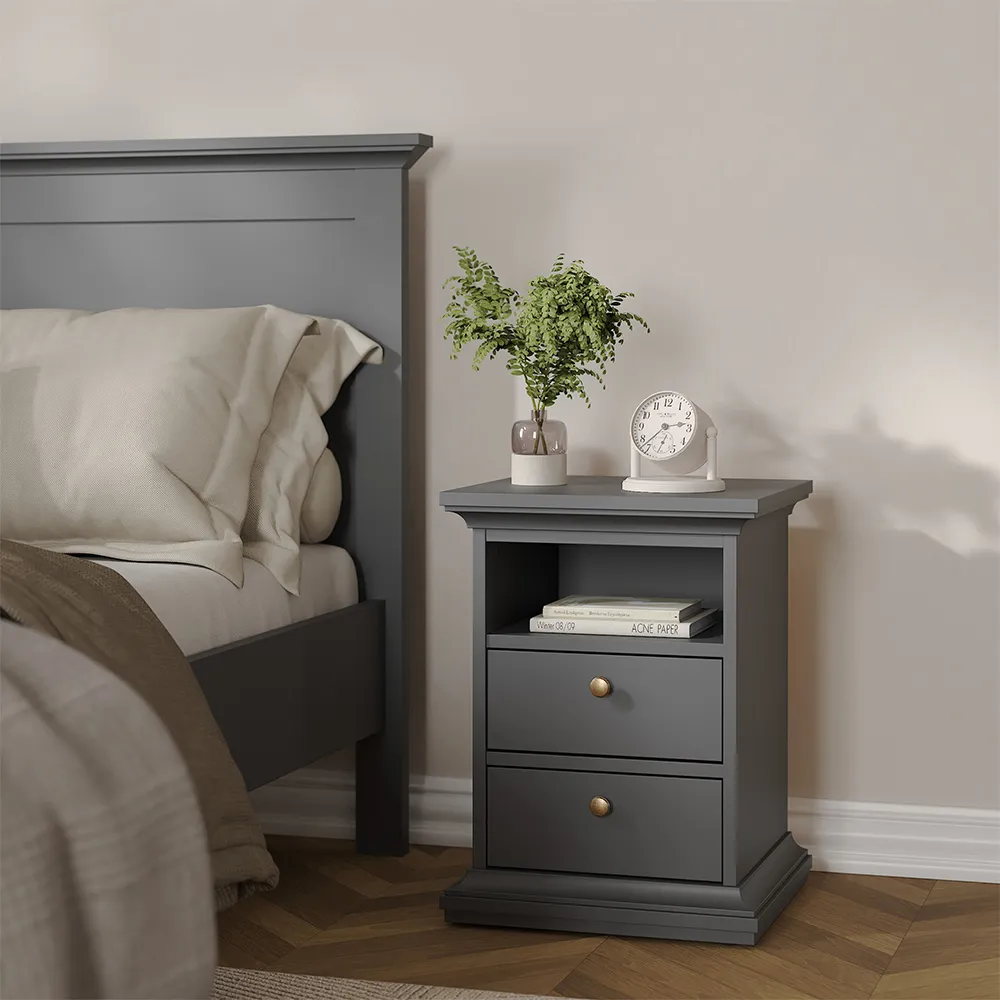 Florence Paris 3 Piece Bedroom Furniture Set - Matt Grey