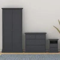 Florence Paris 3 Piece Bedroom Furniture Set - Matt Grey