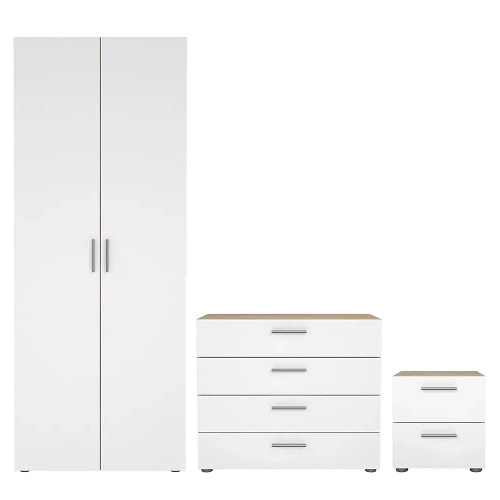 Florence Pepe 3 Piece Bedroom Furniture Set - Oak, White