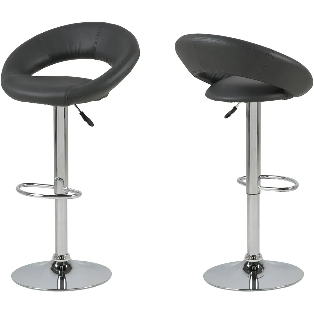 Florence Plump Swivel Bar Stool with Open Back - Black