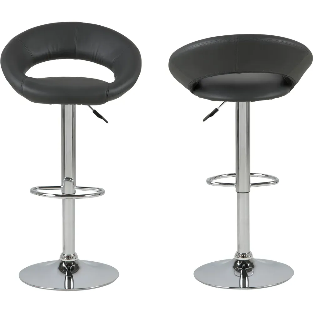 Florence Plump Swivel Bar Stool with Open Back - Black
