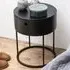 Florence Polo Round Bedside Table with Drawer - Black