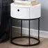 Florence Polo Round Bedside Table with Drawer - White, MDF