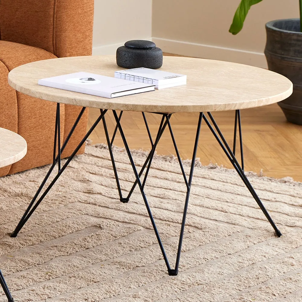 Florence Prunus Round Coffee Table - Beige, Oak Stone