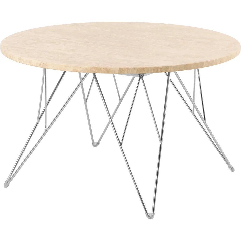 Florence Prunus Round Coffee Table - Beige, Travertine