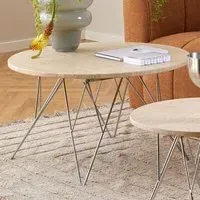 Florence Prunus Round Coffee Table - Beige, Travertine