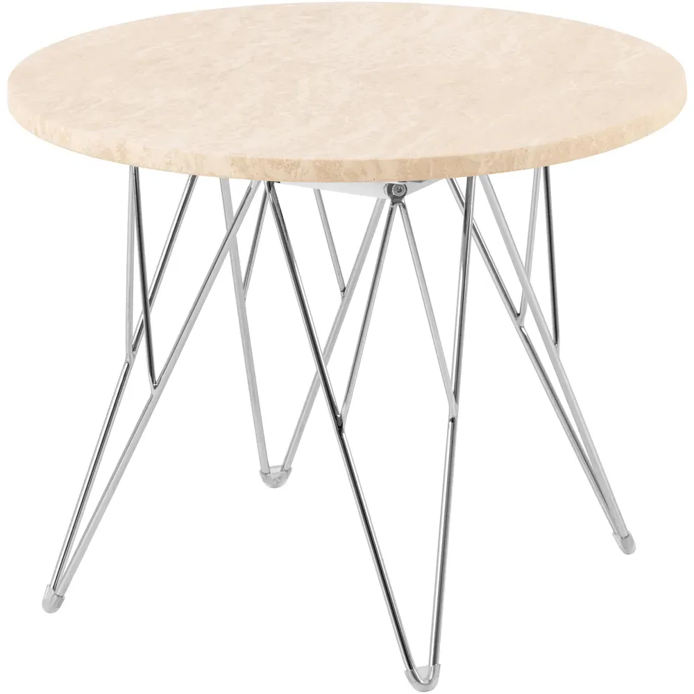Florence Prunus Round Side Table - Beige, Travertine