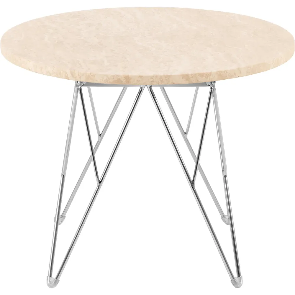 Florence Prunus Round Side Table - Beige, Travertine