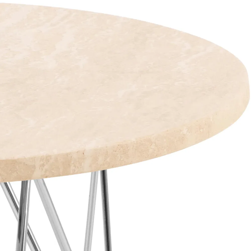 Florence Prunus Round Side Table - Beige, Travertine