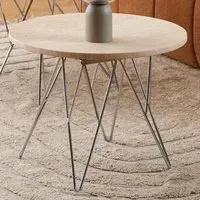 Florence Prunus Round Side Table - Beige, Travertine