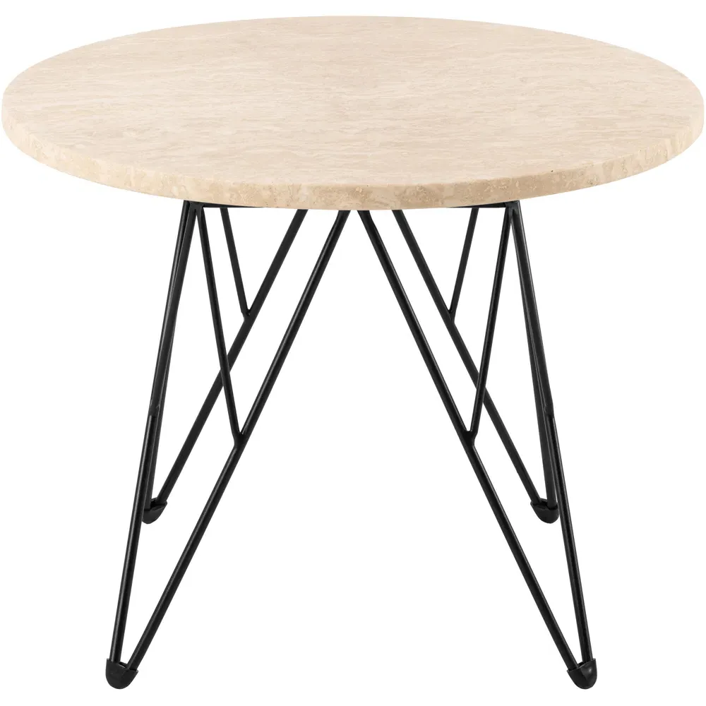 Florence Prunus Round Side Table - Beige, Travertine