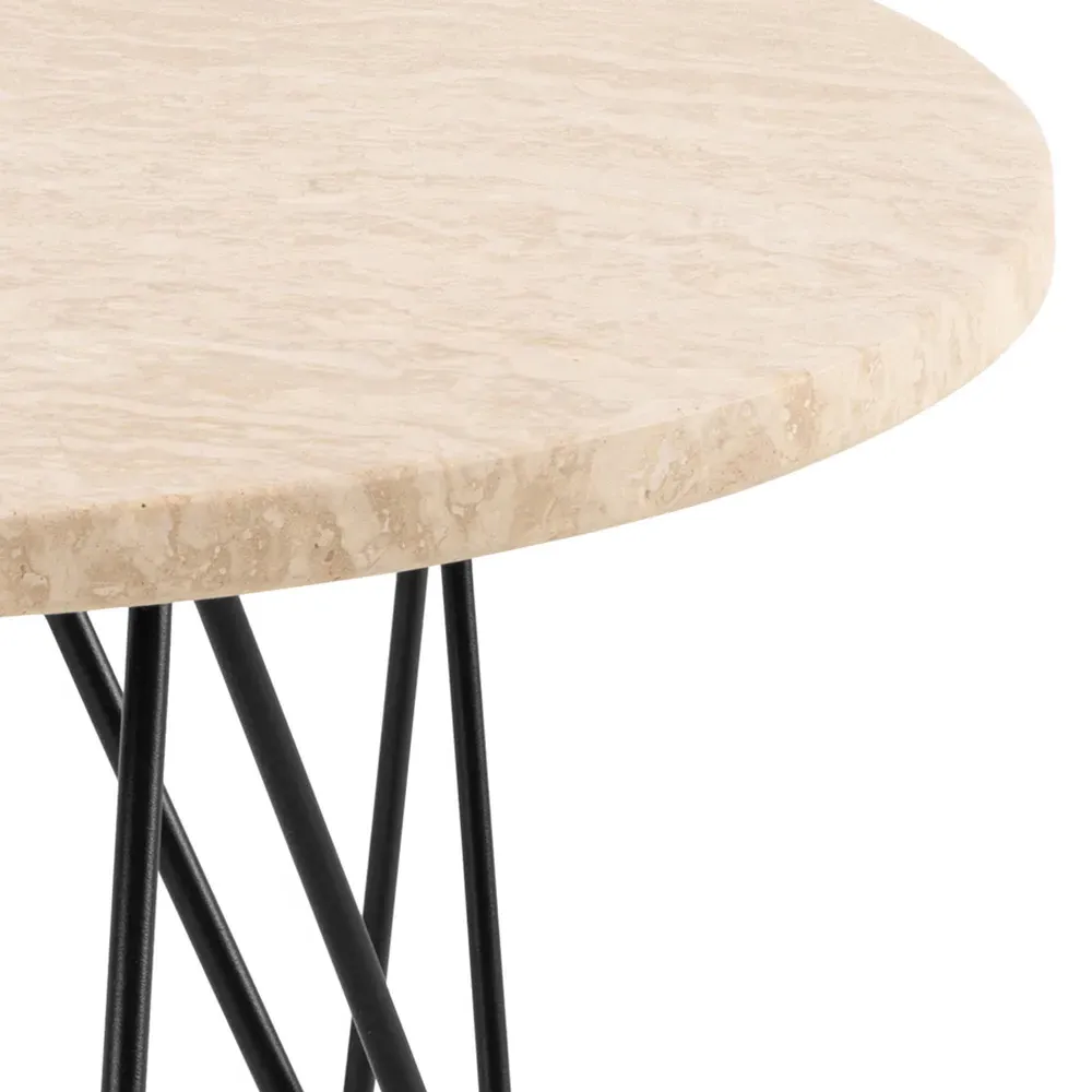 Florence Prunus Round Side Table - Beige, Travertine