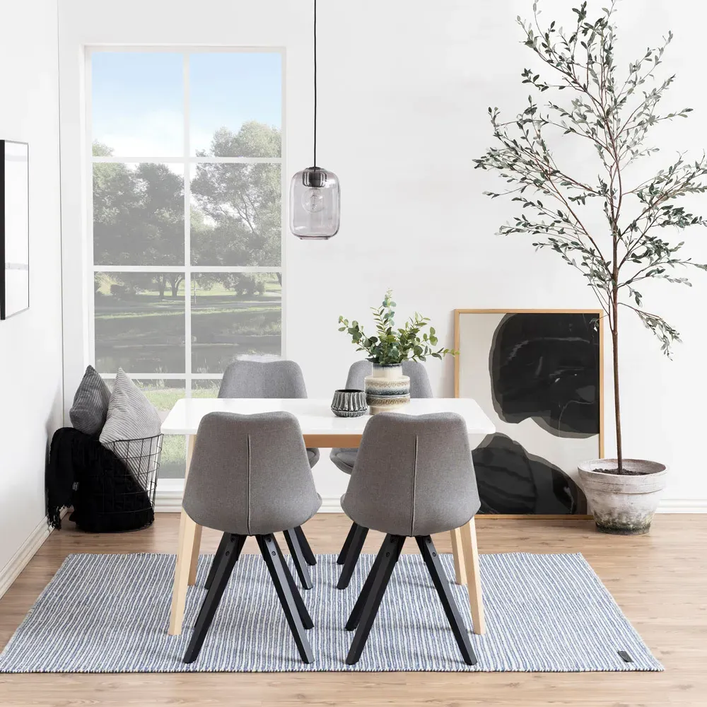 Florence Raven Dining Table - White, Oak