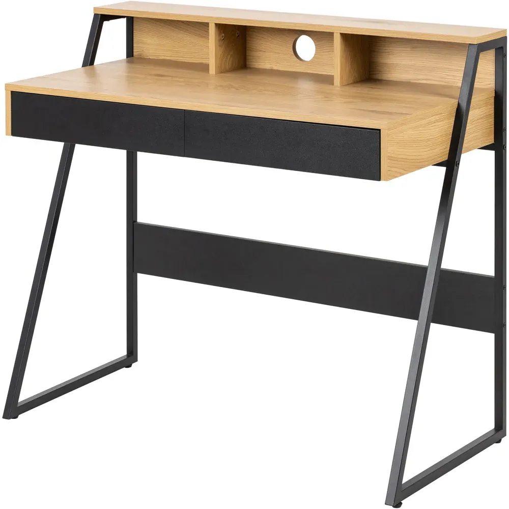 Florence Reece 2 Drawer Office Desk - Black, Oak