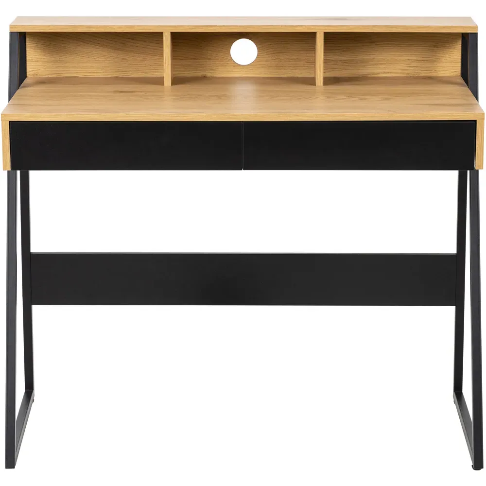 Florence Reece 2 Drawer Office Desk - Black, Oak