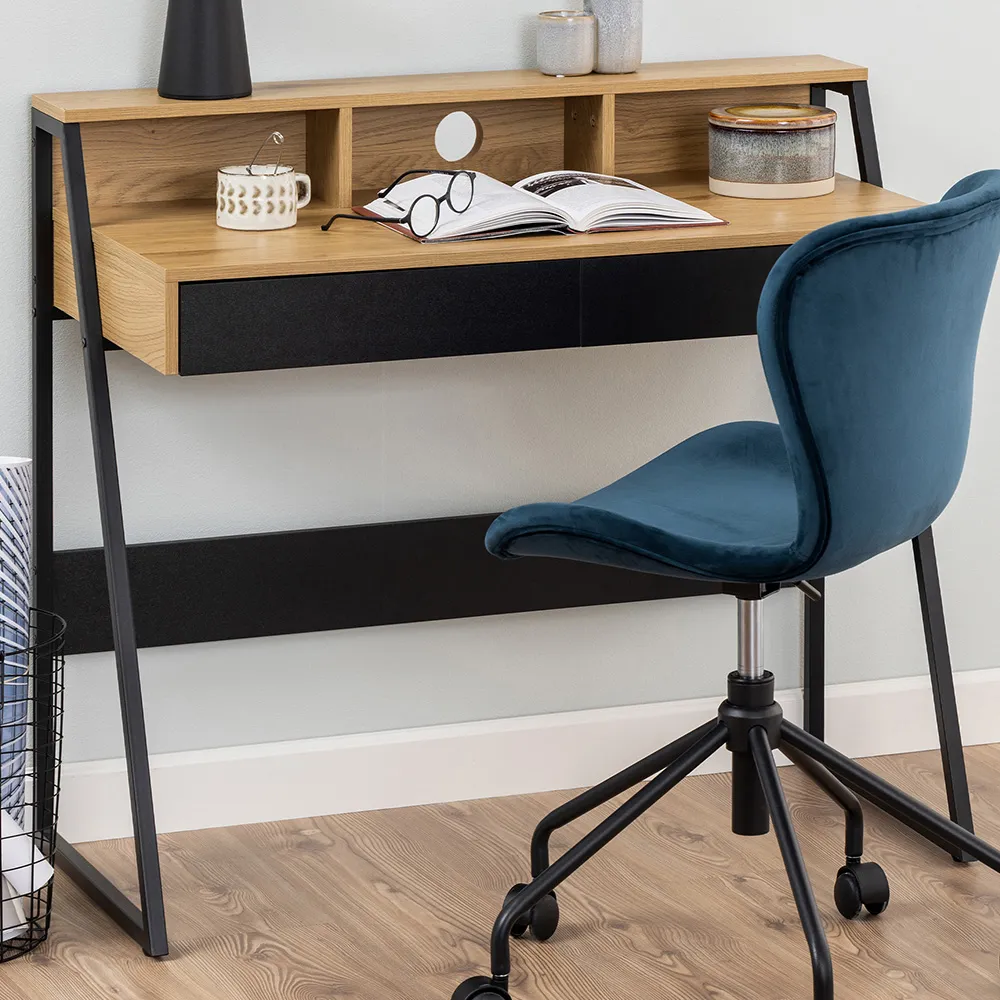 Florence Reece 2 Drawer Office Desk - Black, Oak