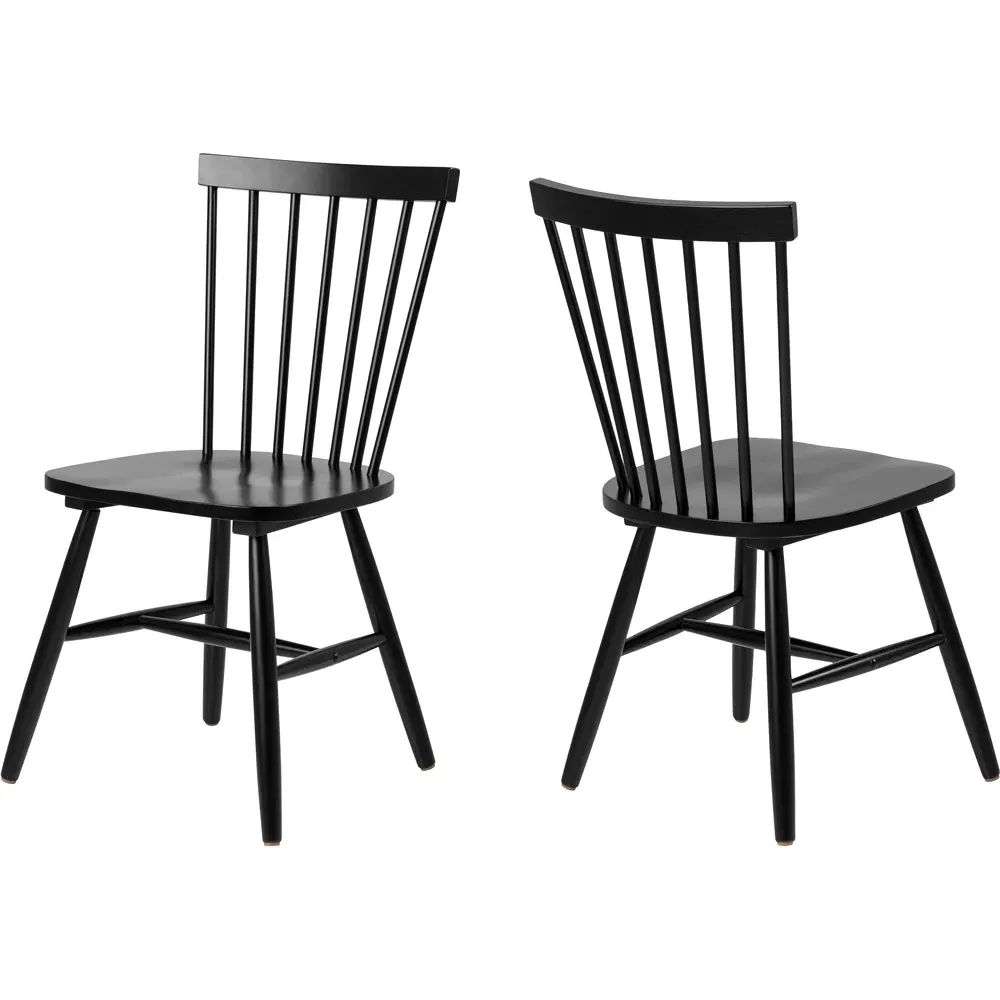 Florence Riano Set of 2 Dining Chairs - Black, Birch