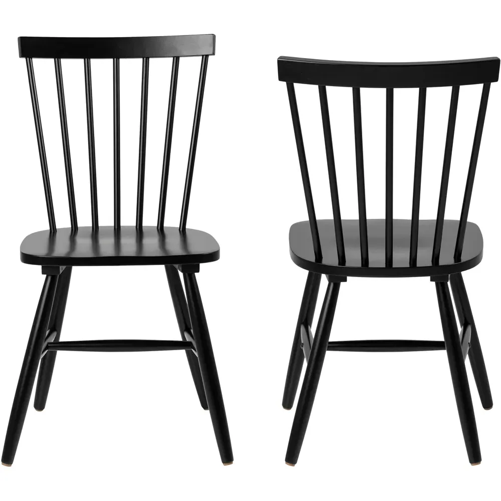Florence Riano Set of 2 Dining Chairs - Black, Birch