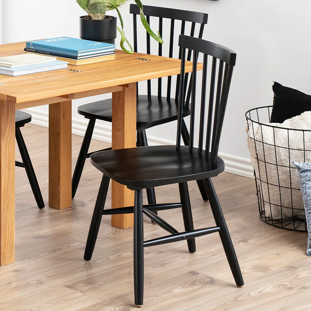 Florence Riano Set of 2 Dining Chairs - Black, Birch