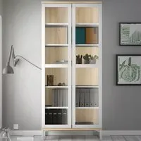 Florence Roomers 2 Door Glazed Display Cabinet - White, Oak