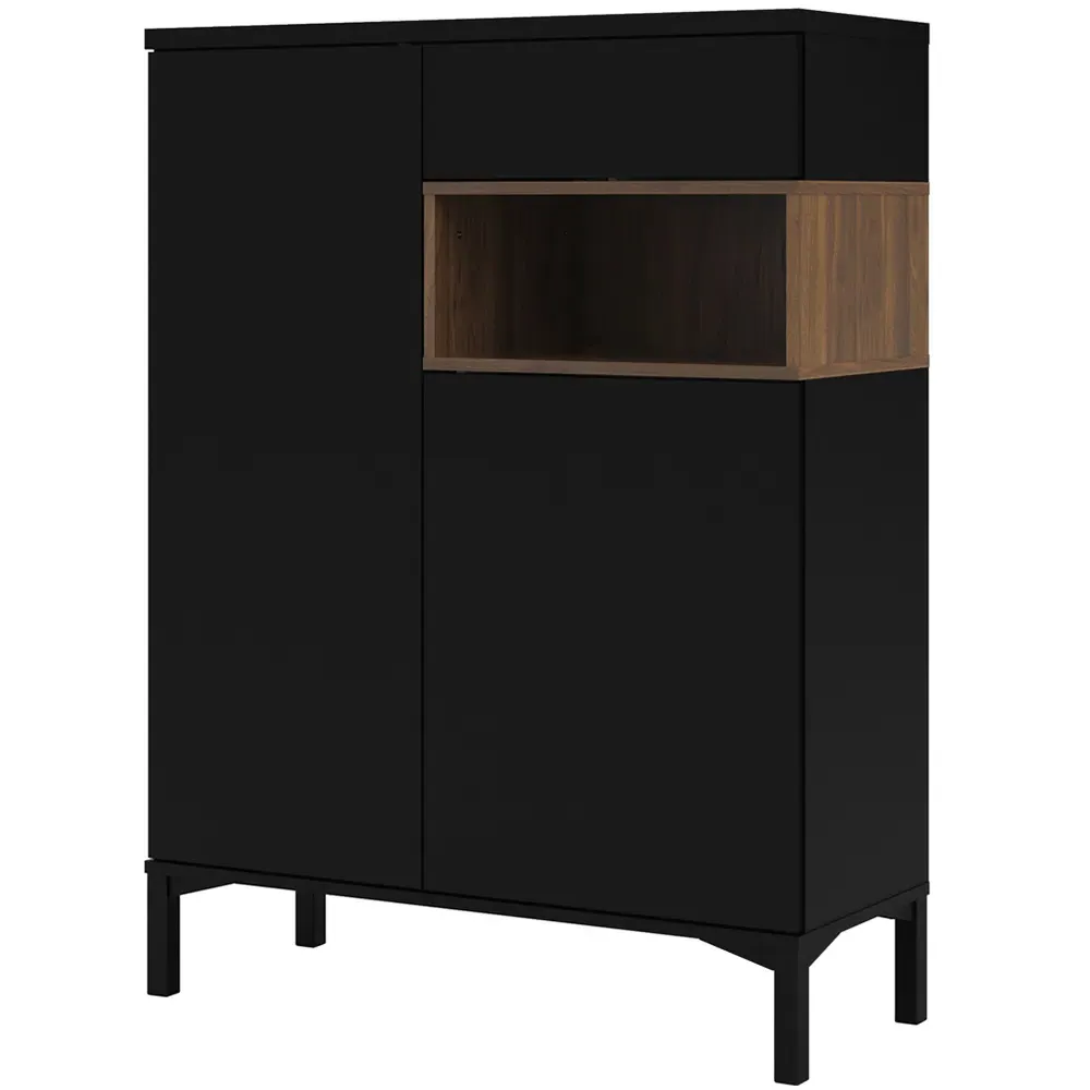 Florence Roomers 2 Door Sideboard with Drawer - Black, Walnut