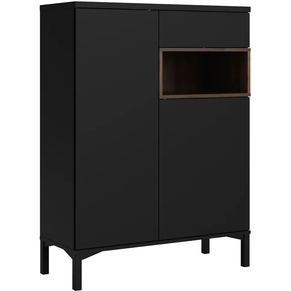 Florence Roomers 2 Door Sideboard with Drawer - Black, Walnut