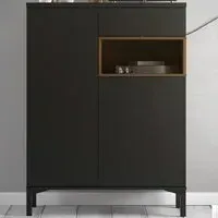 Florence Roomers 2 Door Sideboard with Drawer - Black, Walnut