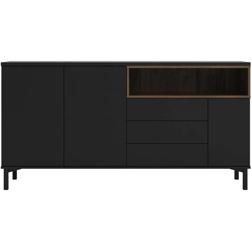 Florence Roomers 3 Door 3 Drawer Sideboard - Black, Walnut