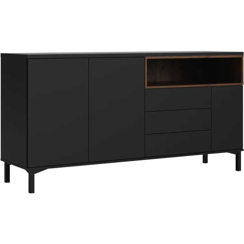 Florence Roomers 3 Door 3 Drawer Sideboard - Black, Walnut