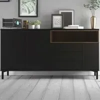 Florence Roomers 3 Door 3 Drawer Sideboard - Black, Walnut