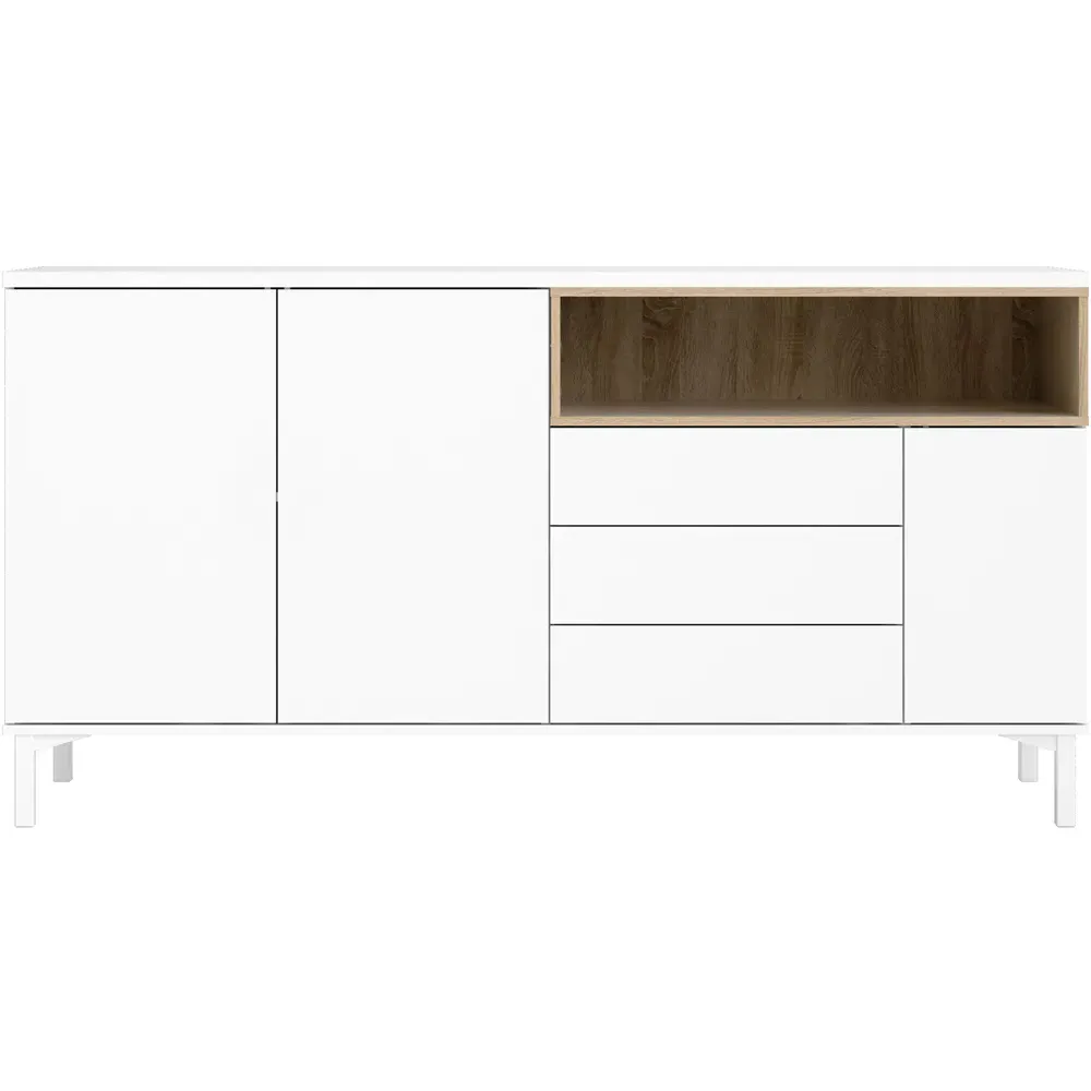 Florence Roomers 3 Door Sideboard - White, Oak