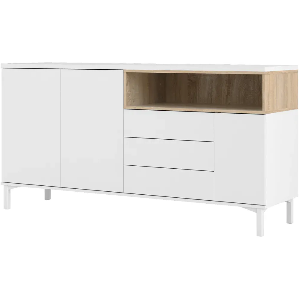 Florence Roomers 3 Door Sideboard - White, Oak