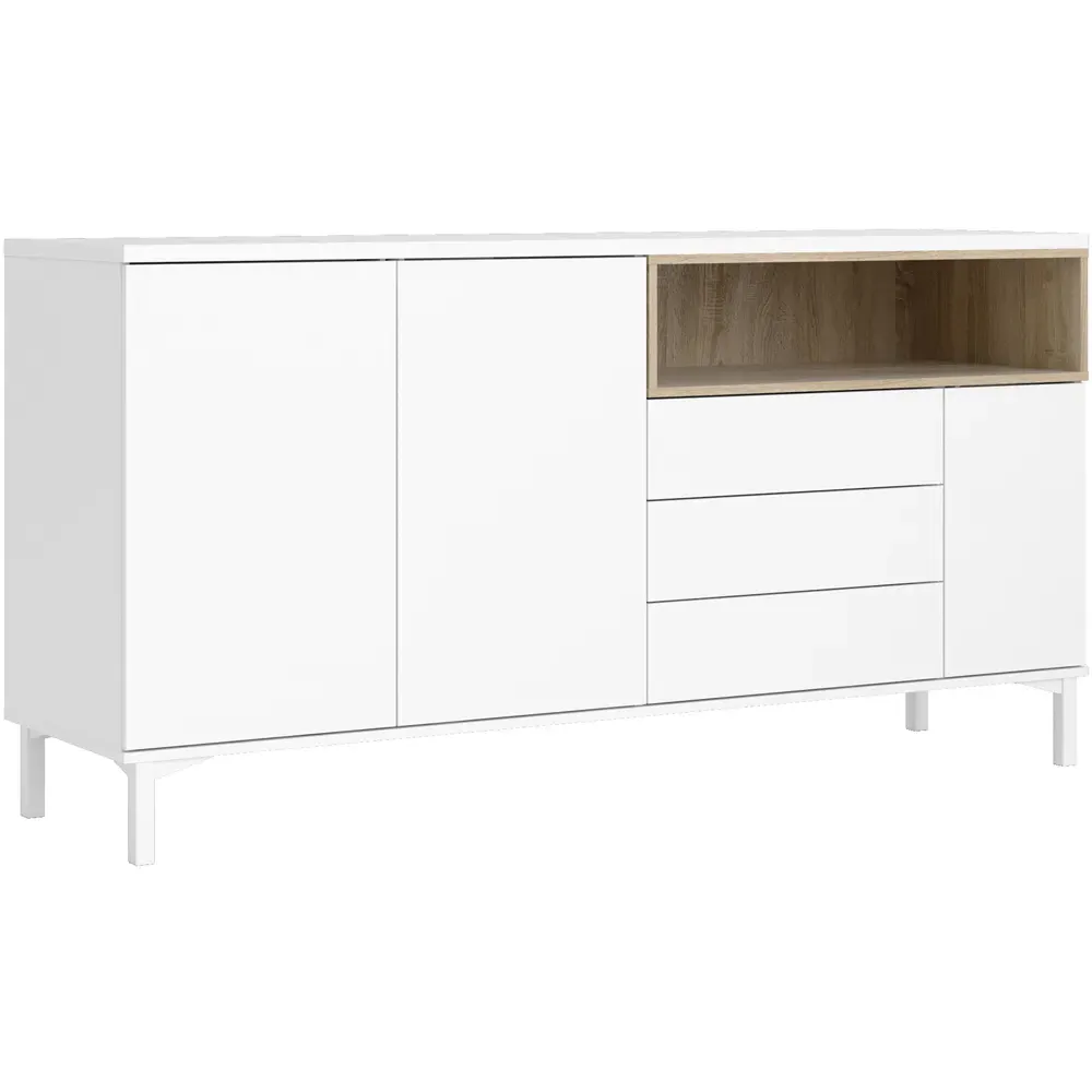 Florence Roomers 3 Door Sideboard - White, Oak