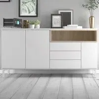 Florence Roomers 3 Door Sideboard - White, Oak