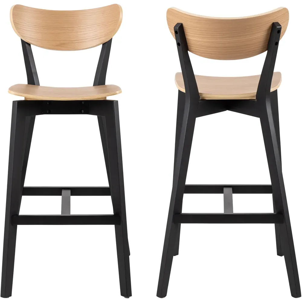 Florence Roxby Bar Stool Set of 2 - Black, Oak