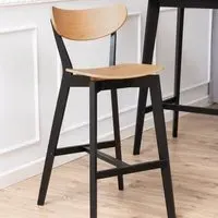 Florence Roxby Bar Stool Set of 2 - Black, Oak