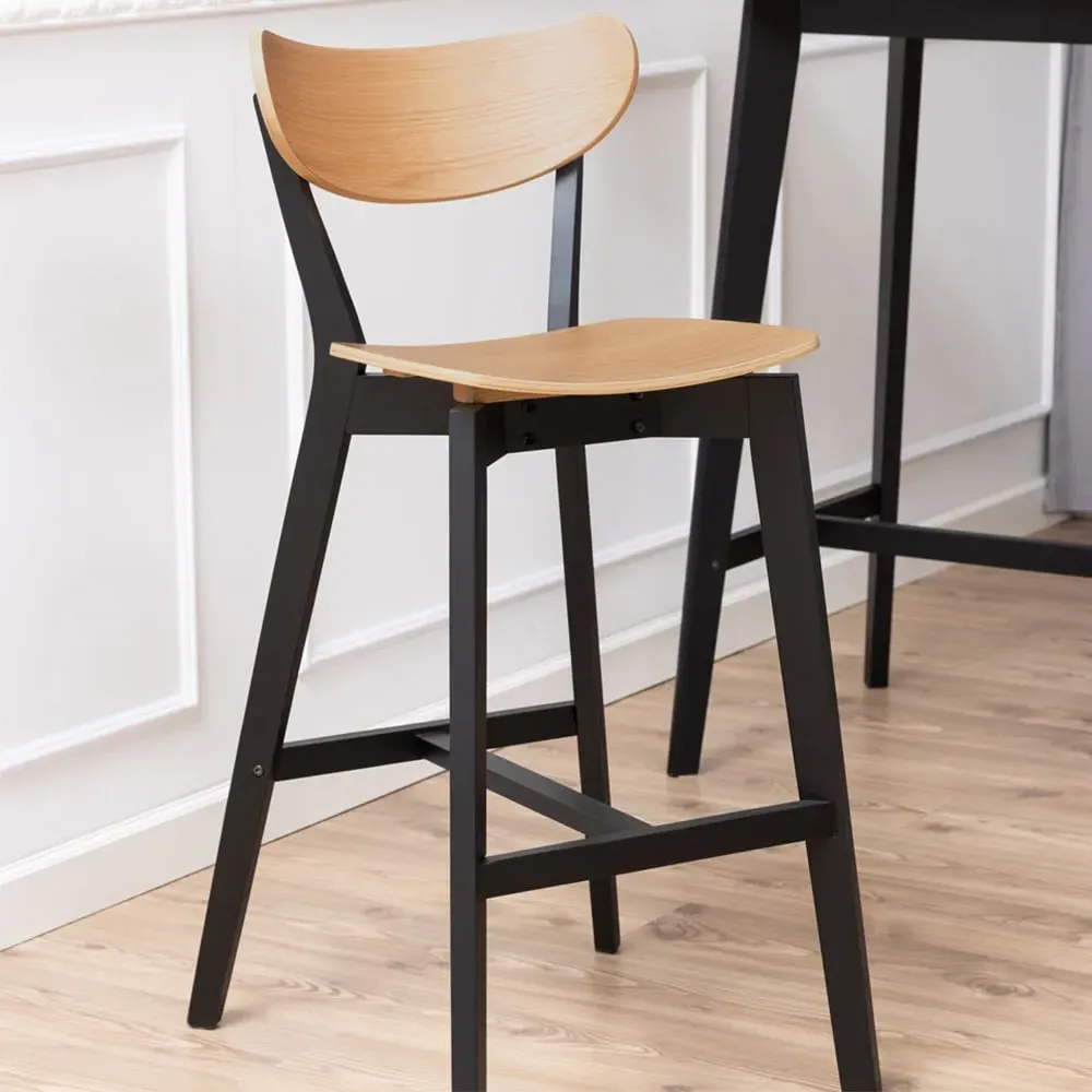 Florence Roxby Bar Stool Set of 2 - Black, Oak