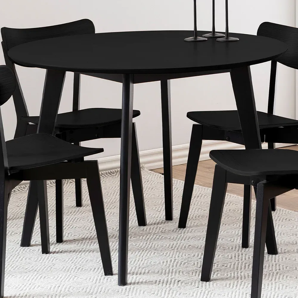 Florence Roxby Round Dining Table - Black, Oak