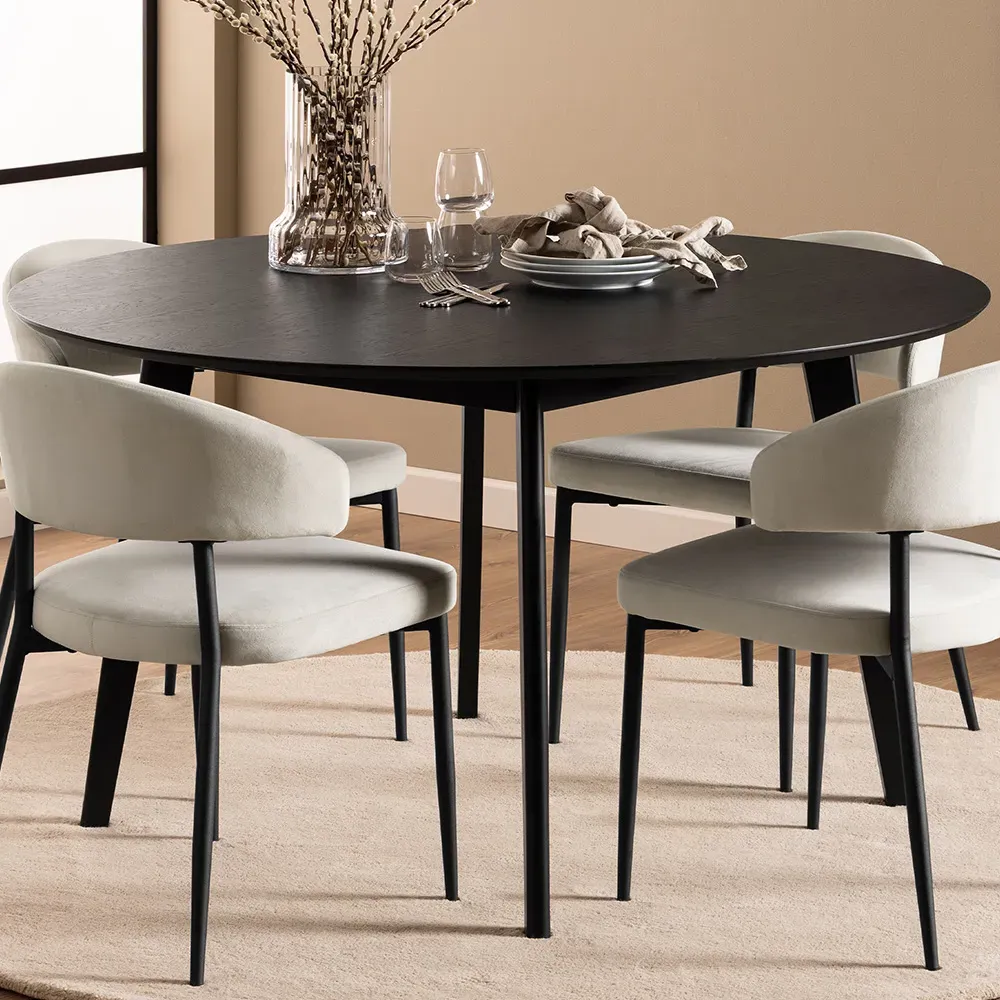 Florence Roxby Round Dining Table - Black, Oak