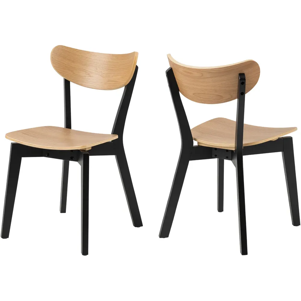 Florence Roxby Set of 2 Dining Chairs - Black, Oak