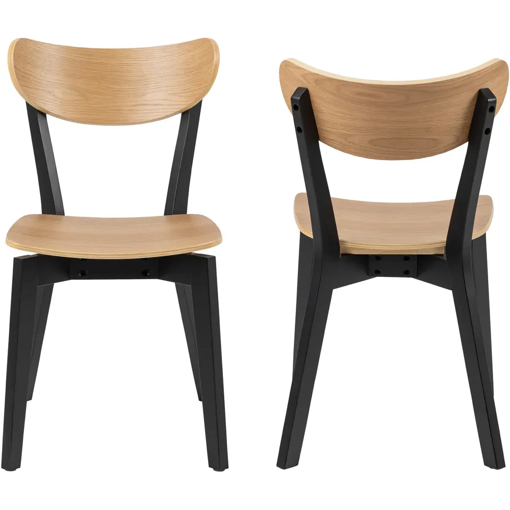 Florence Roxby Set of 2 Dining Chairs - Black, Oak