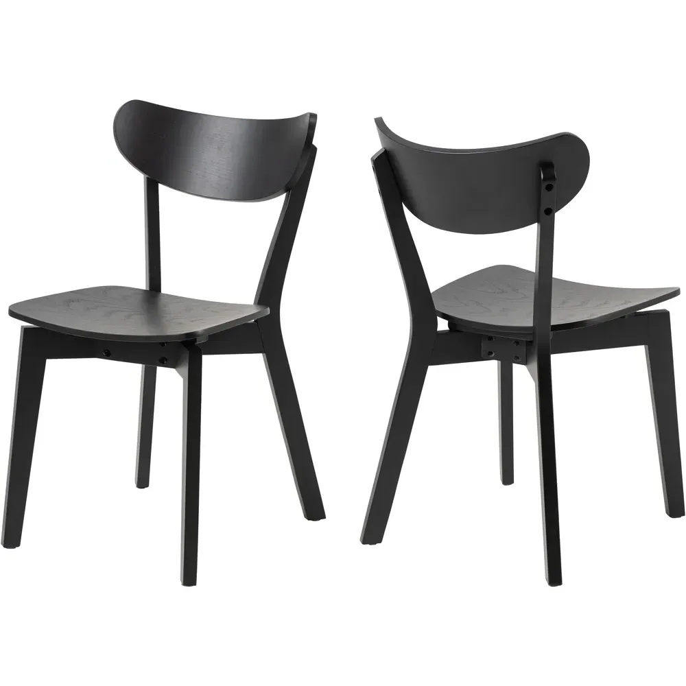Florence Roxby Set of 2 Dining Chairs - Black, Oak