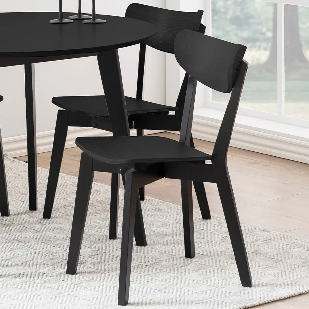 Florence Roxby Set of 2 Dining Chairs - Black, Oak