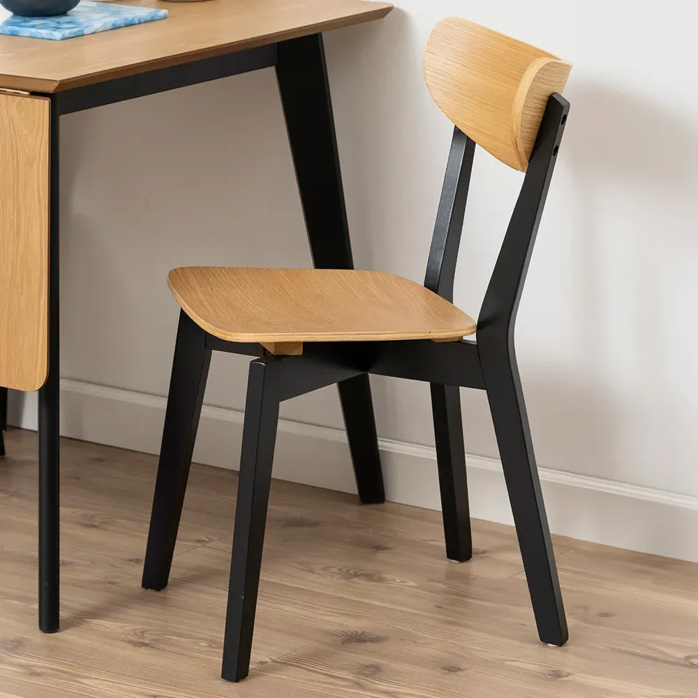 Florence Roxby Set of 2 Dining Chairs - Black, Oak image